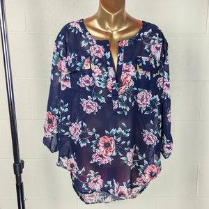 NWOT Sheer floral blouse